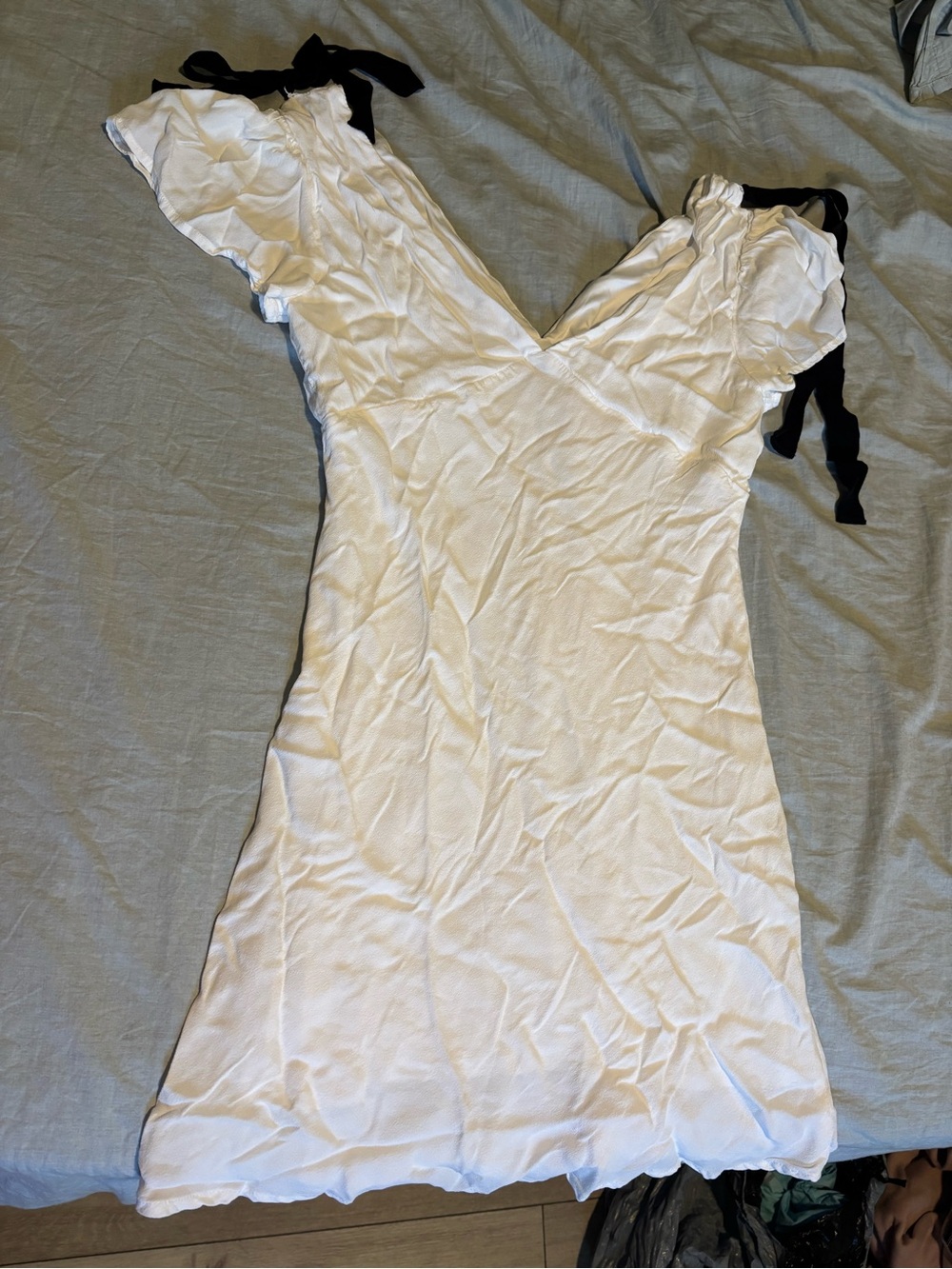 wild fable White Mini Dress with Black Tie Straps